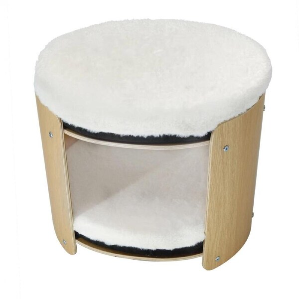 Large Double Cat Bed with Sturdy Wooden Frame and Plush Mats Cat Tower Furniture