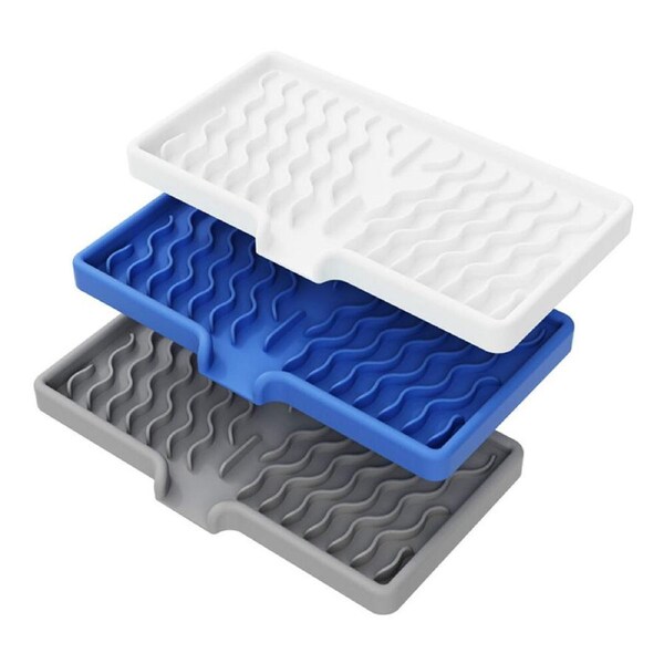 3 Pack Silicone Soap Dish With Drain Sponge Holder For Kitchen Sink Soap Tray