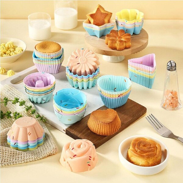 50 Pack Silicone Cake Mold Muffin Cupcake Baking Molds DIY Cake Decorating Tools
