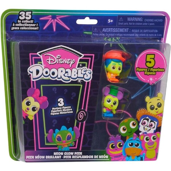 Disney Doorables Neon Glow Peek 5pack Assorted