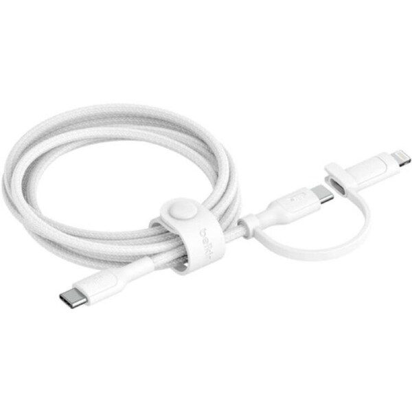 Belkin BoostCharge Pro 1.5m 2 in 1 Cable with USB-C and Lightning Connector (White)