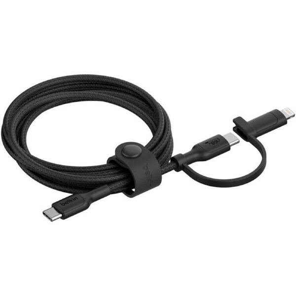 Belkin BoostCharge Pro 1.5m 2 in 1 Cable with USB-C and Lightning Connector (Black)