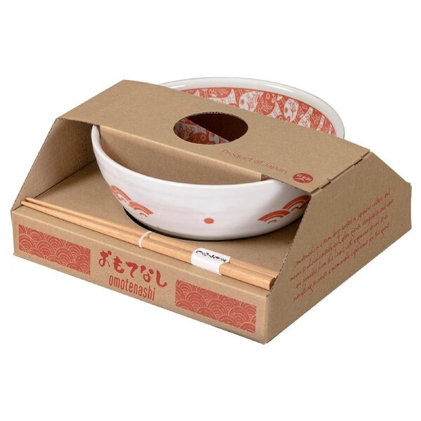 Omotenashi Medetai Ramen Bowl Gift Set - Red