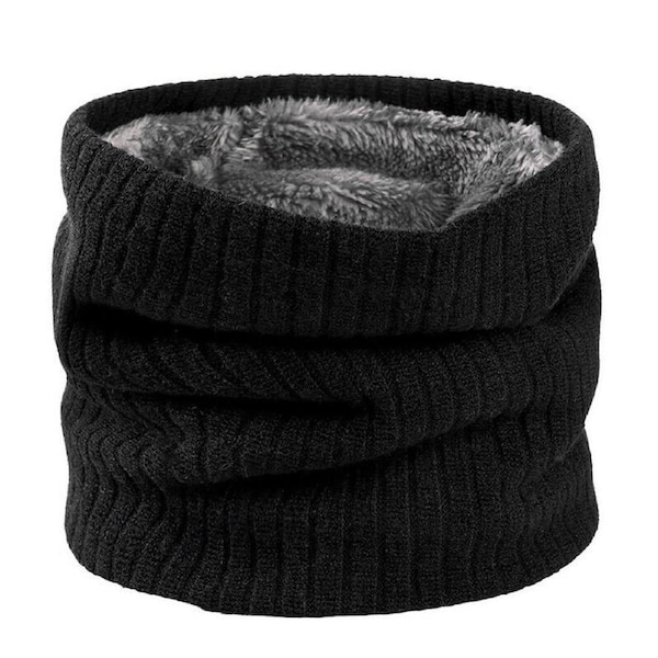 For Women Men Neck Warmer Tube Winter Knitted Scarf Thermal Warm Thicken Chunky Black Scarf