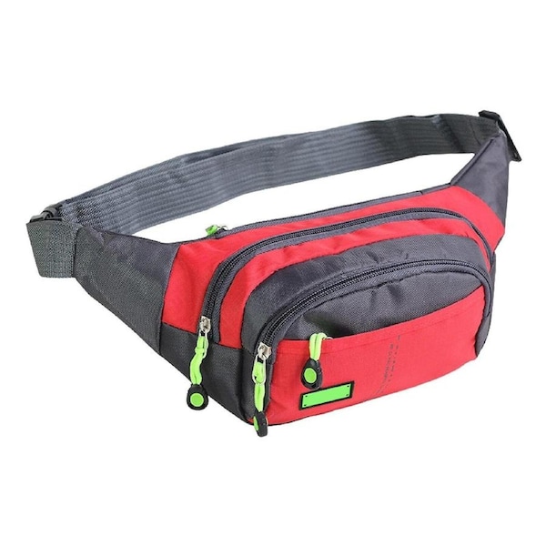 Bum Waist Bag Handy Belt Climbing Hiking Fanny Pack Zip Sport Pouch Large Unisex Red