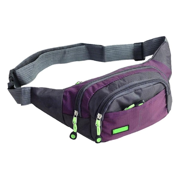Bum Waist Bag Handy Belt Climbing Hiking Fanny Pack Zip Sport Pouch Large Unisex Purple