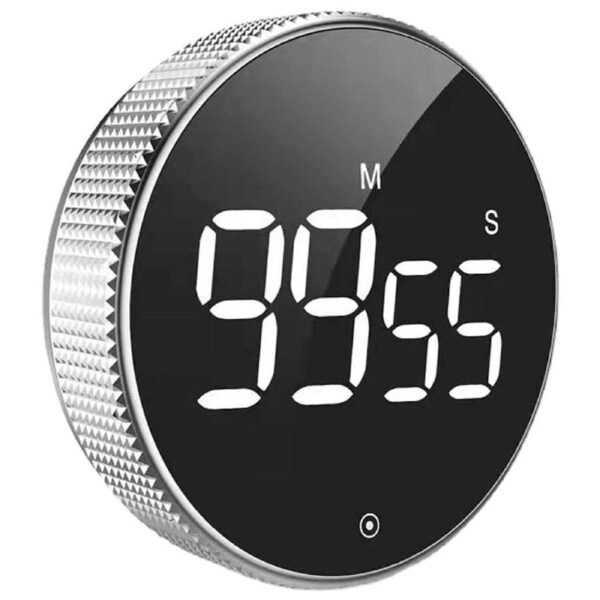 Magnetic Digital Smart Timer Rotation Countdown Timer Silver