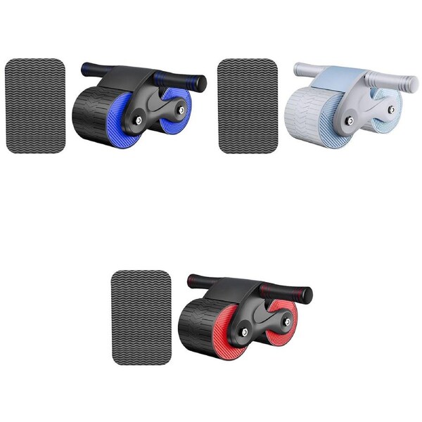 Exerciser Automatic Rebound Fitness Roller Abdominal Wheel Training Equipment Blue and Kneeling Pad