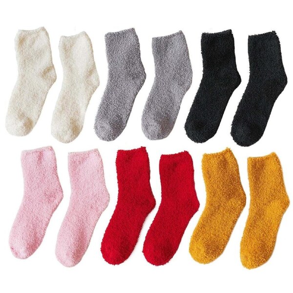 Cozy Socks Women Men Winter Warm Sleep Bed Floor Home Fluffy - 3 Pairs 3 Pairs Black