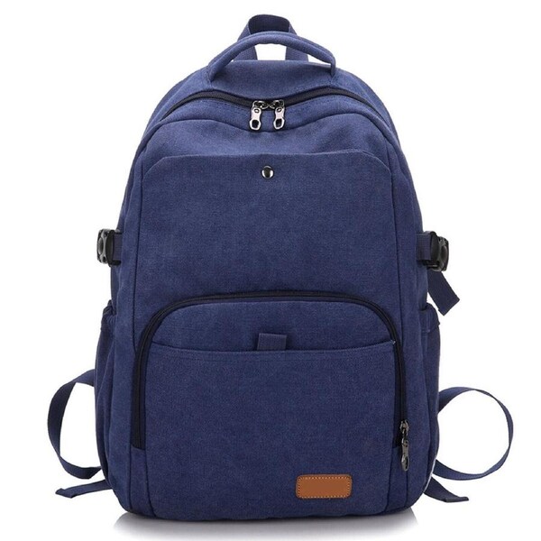 Men Women Large Capacity Backpack Canvas Laptop Notebook School Travel Bag Blue 31 x 17 x 45