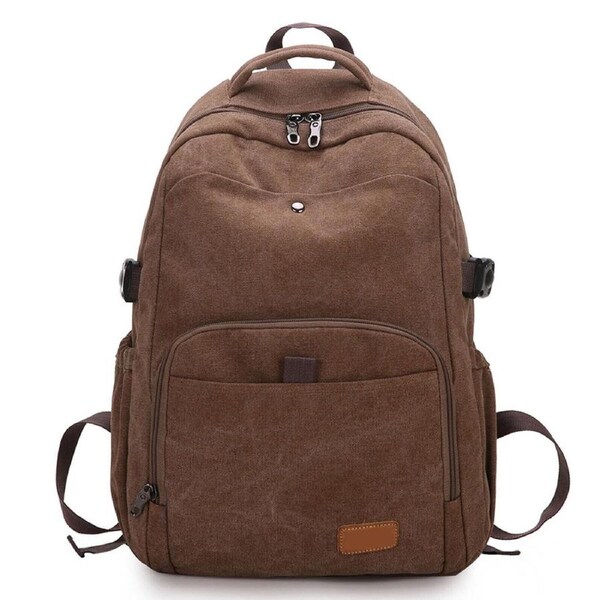 Men Women Large Capacity Backpack Canvas Laptop Notebook School Travel Bag Coffee 31 x 17 x 45