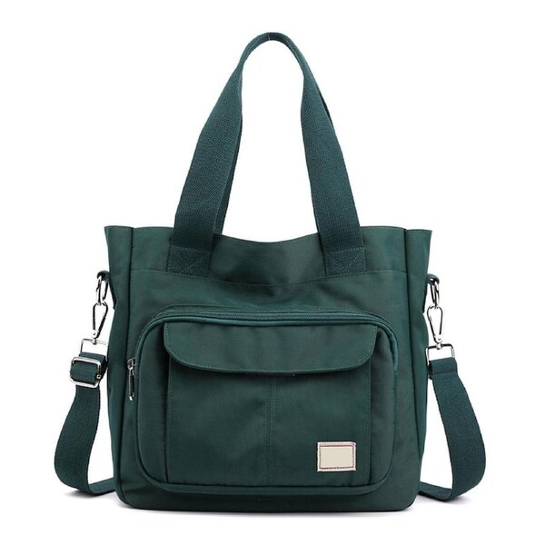 Women Large Waterproof Zipper Nylon Bag Handbags Shoulder Messenger Bag Travel Dark Green