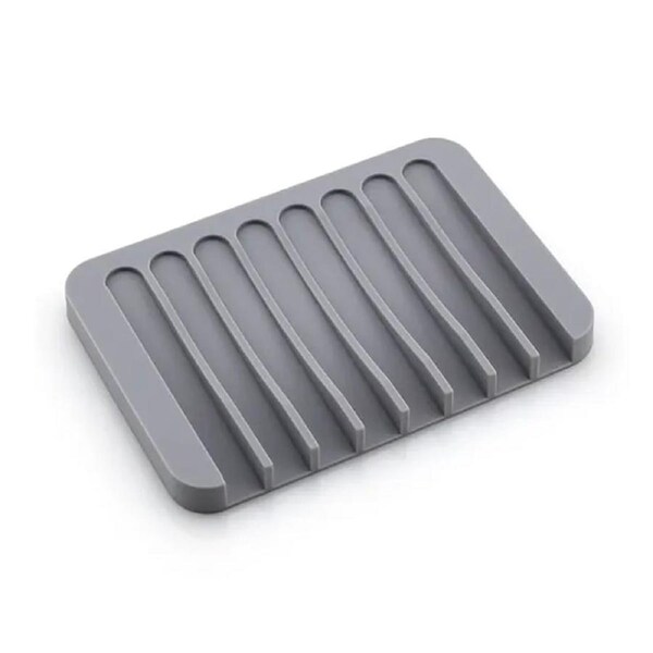Silicone Soap Dish Soap Holder Rack Tray Plate Storage Tool Bathroom - 3pcs Grey