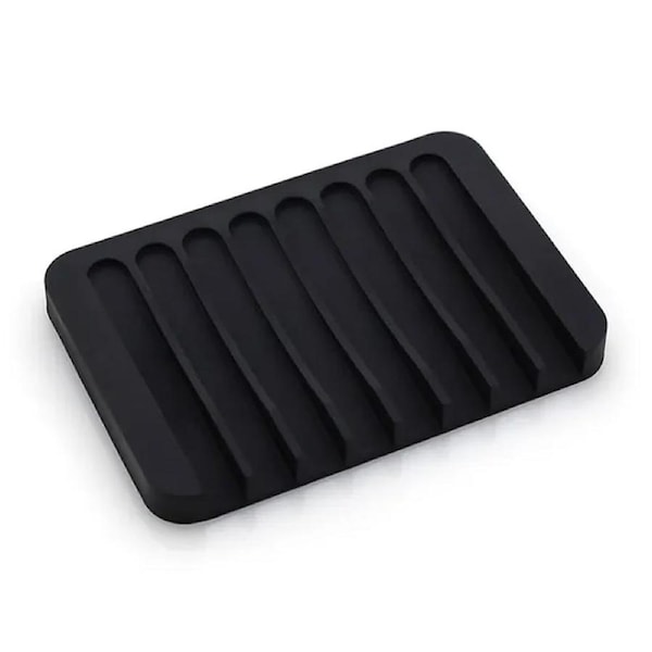 Silicone Soap Dish Soap Holder Rack Tray Plate Storage Tool Bathroom - 3pcs Black