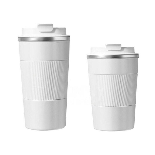 Coffee Mug Stainless Steel Double Wall Leakproof Travel Cup Insulated Reusable - White 510ml