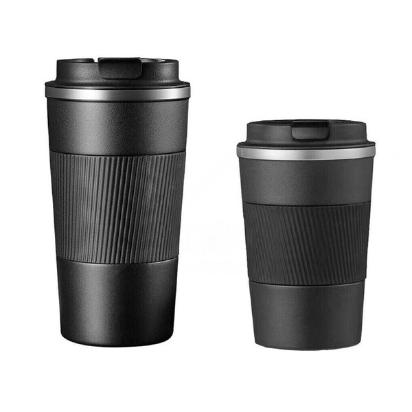 Coffee Mug Stainless Steel Double Wall Leakproof Travel Cup Insulated Reusable - Black 510ml