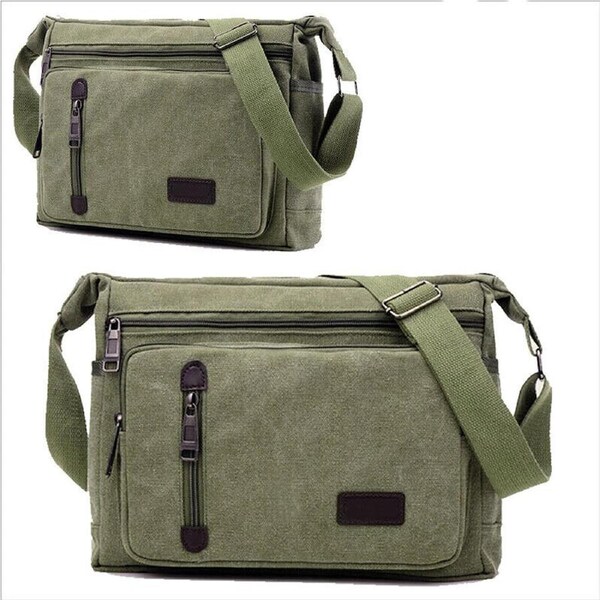 Retro Mens Canvas Shoulder Messenger Bag Crossbody Satchel Travel Mans Bags Green