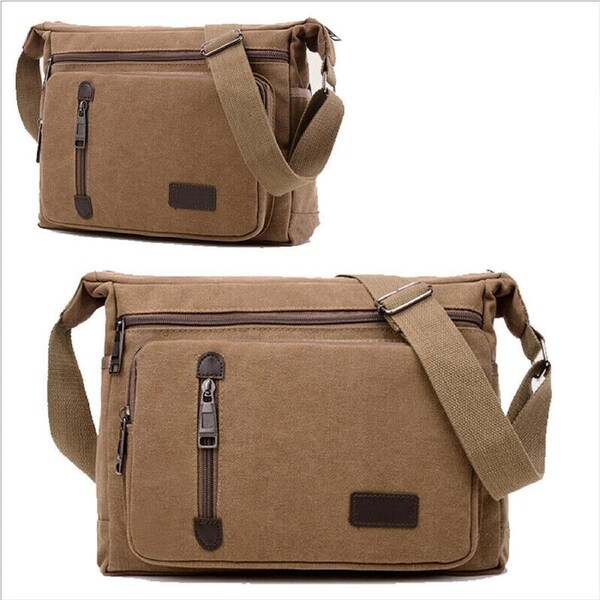 Retro Mens Canvas Shoulder Messenger Bag Crossbody Satchel Travel Mans Bags Brown