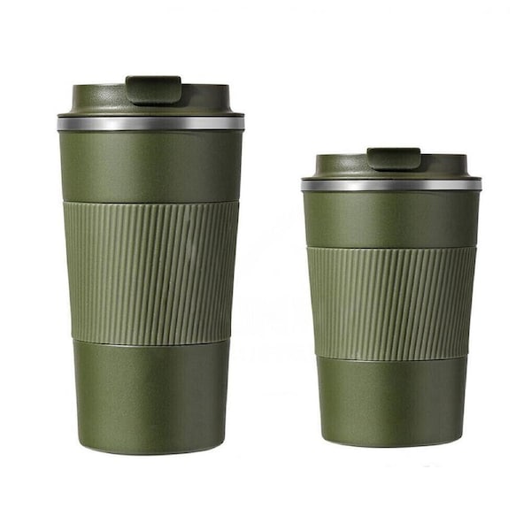 Coffee Mug Stainless Steel Double Wall Leakproof Travel Cup Insulated Reusable - Green 510ml