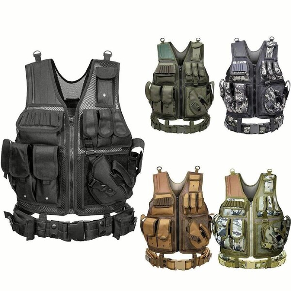 Vest Molle Plate Carrier Combat Paintball Army Armor Brown