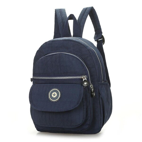 Travel Small Backpack Shoulder Handbag Women Nylon Waterproof Rucksack Casual Bag Navy Blue