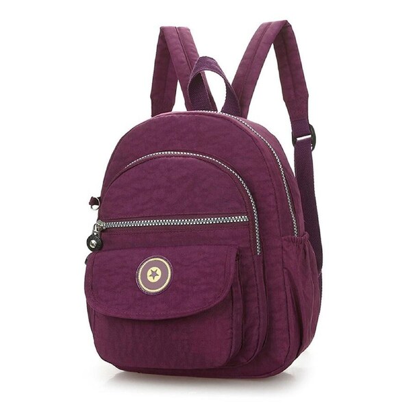 Travel Small Backpack Shoulder Handbag Women Nylon Waterproof Rucksack Casual Bag Dark Purple