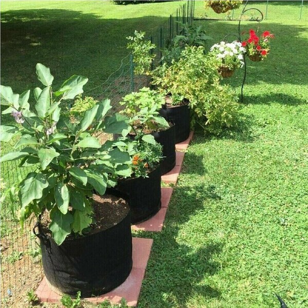 Fabric Plant Pots Grow Bags with Handles Planter Baskets - 3 to 10 Gallons 10 Gallon x 10pcs
