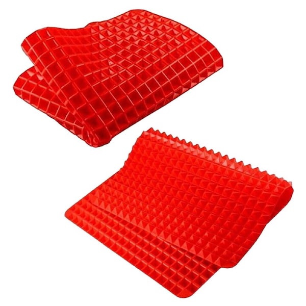 Tray Oven Pan Baking Mat Mould Sheet Liner Non-stick Silicone Cook Pyramid 2pcs Red 40 x 28cm