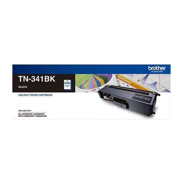 BROTHER TN-341BK Colour Laser-Standard Yield Black Toner to suit HL-L8250CDN/8350CDW MFC-L8600CDW/L8850CDW - 2500 Pages