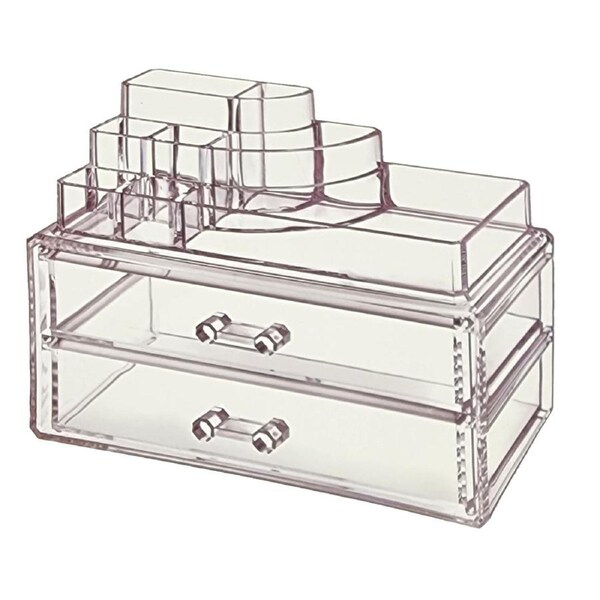Acrylic Makeup Organizer Container Clear Acrylic 2 Draw Cosmetic Box