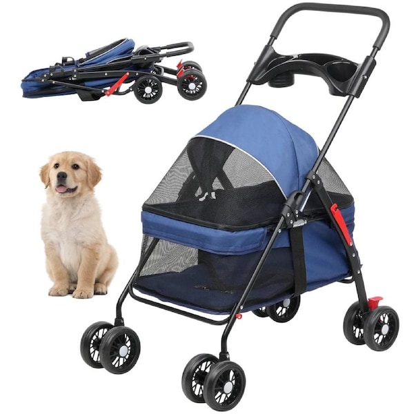 Advwin Pet Stroller Dog Cat Carrier Travel Pushchair Pet Pram