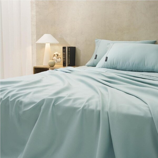Sheraton Luxury Maison Fitted Sheet Set 1000TC Cotton Rich Aqua King Single