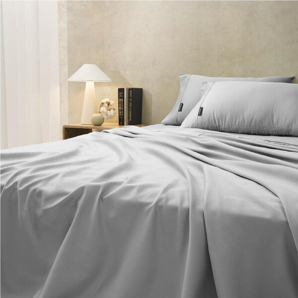 Sheraton Luxury Maison Fitted Sheet Set 1000TC Cotton Rich Dove Grey Single