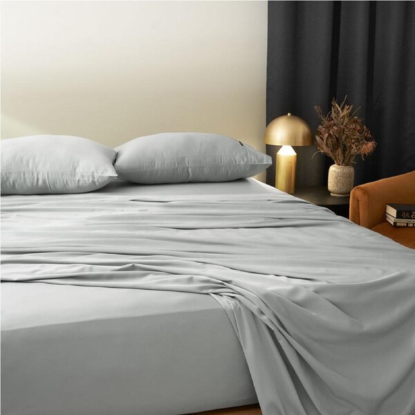 Morrissey Fitted Sheet Set 400TC Luxe Soft Bamboo/Cotton Pewter Queen