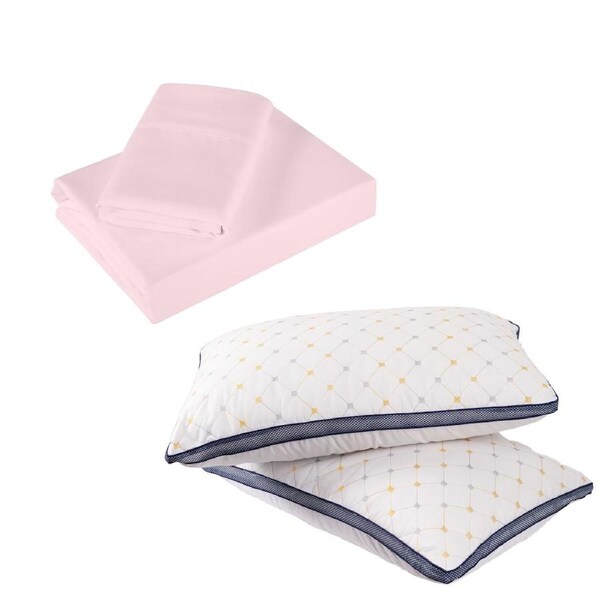 Royal Comfort Bedding Set 1 x 1200TC 4 Piece Sheet Set And 2 x Air Mesh Pillows Soft Pink / King
