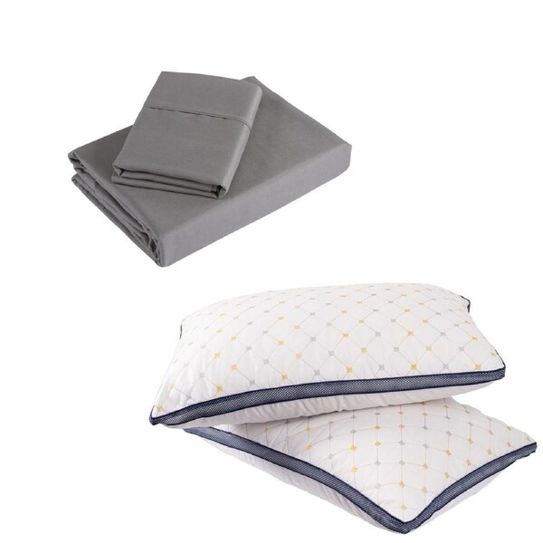 Royal Comfort Bedding Set 1 x 1200TC 4 Piece Sheet Set And 2 x Air Mesh Pillows Charcoal / Queen