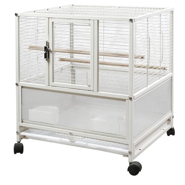 YES4PETS Small Bird Transport Budgie Cage Parrot Aviary Carrier with Wheels