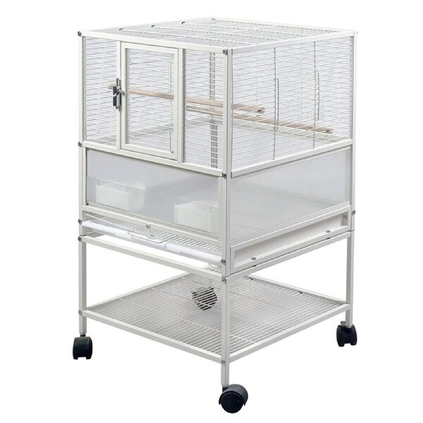 YES4PETS Small Bird Transport Budgie Cage Parrot Aviary Carrier With Stand & Wheels