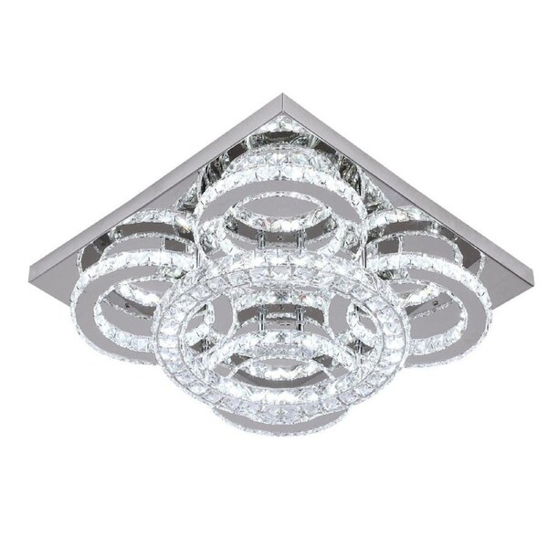 Aveline 51W Tri-Colour Dimmable Crystal Flush Mount Ceiling Light – 40.5cm