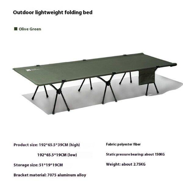 MOBI GARDEN Lightweight Portable Aluminum Folding Camping Cot – Compact for Outdoor Adventures, Perfect for Solo Use or Nap - GREEN