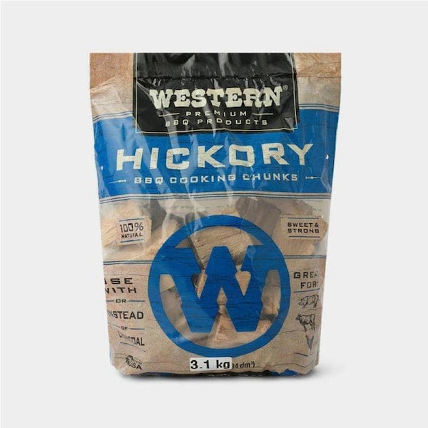 Western BBQ Hickory Wood Smoker Chunks Smoking Outdoors Barbecue Timber
