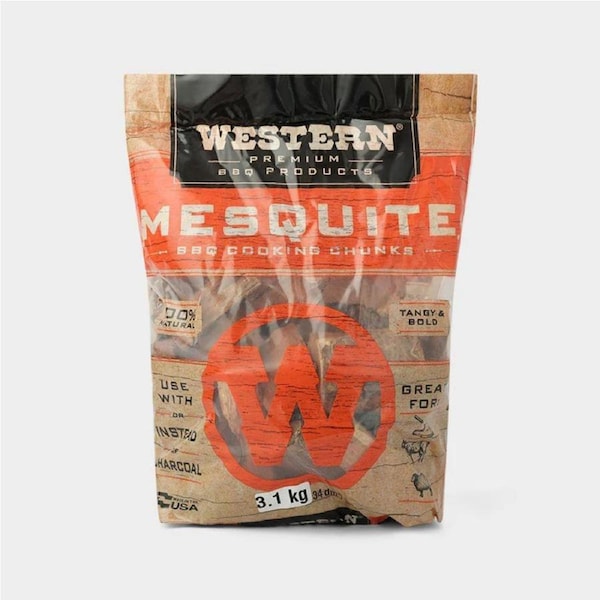 Western BBQ Mesquite Wood Smoker Chunks Smoking Outdoors Barbecue Timber