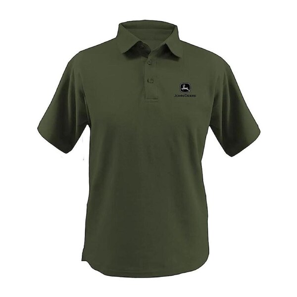 John Deere Mens Polo Shirt Short Sleeve w/ Embroidered Logo - Olive 2XL