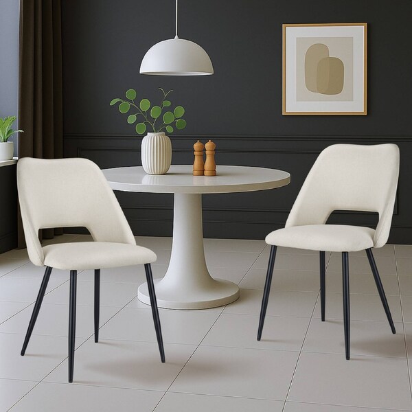 ACA 1 Set of 2 Dining Chairs Beige Comfortable Side Chairs For Home Kitchen Cafe Lounge