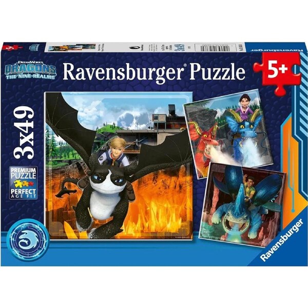 Ravensburger - Dragons The Nine Realms Puzzle 3x49pc