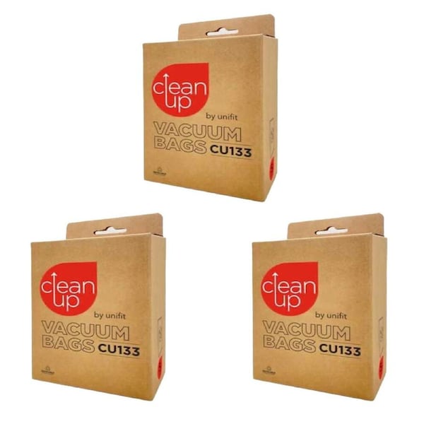 3x 5pc CleanUp CU133 Replacement Synthetic Vacuum Bag for Wertheim Models White