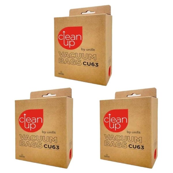 3x 5pc CleanUp CU63P Replacement Vacuum Bags/Filter For Electrolux & Panasonic
