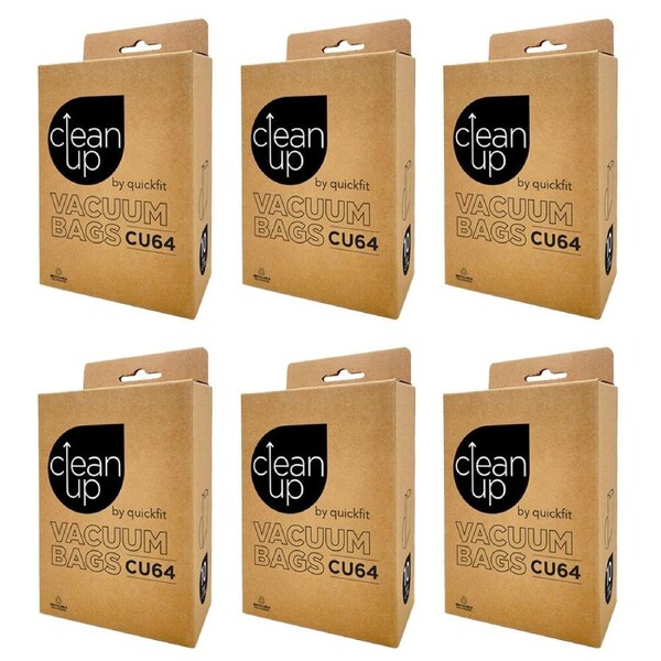6x 10pc CleanUp CU64 Replacement Vacuum Bags Set for Backpack Cleaners Brown