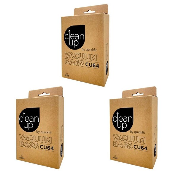 3x 10pc CleanUp CU64 Replacement Vacuum Bags Set for Backpack Cleaners Brown