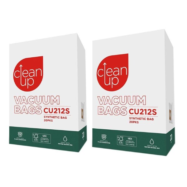 2x 20pc CleanUp Hoover Action Mode Vacuum Bags with Micro-Filtration White